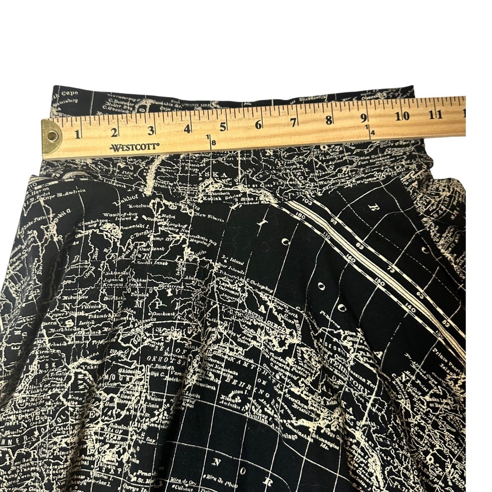 Effie's Heart Skirt Women XS Black Map Print A-Line Midi Pockets Excellent - Picture 9 of 10